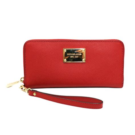 michael kors zip around wallet red|michael kors wristlet wallet outlet.